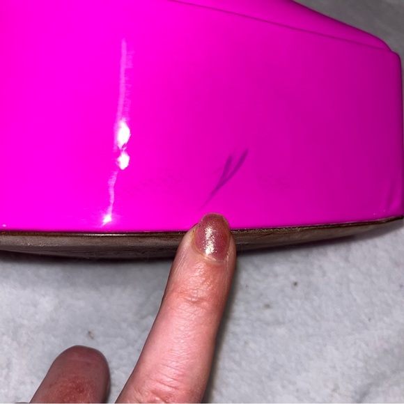 VALENTINO GARAVANI Tan-Go 155 Hot Pink Patent Platform Pumps 39 Logo New FLAW - Picture 11 of 14